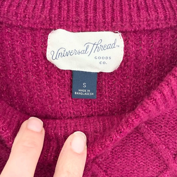 Women's Cable Knit Sweater - Rich Berry Color - Picture 2 of 5